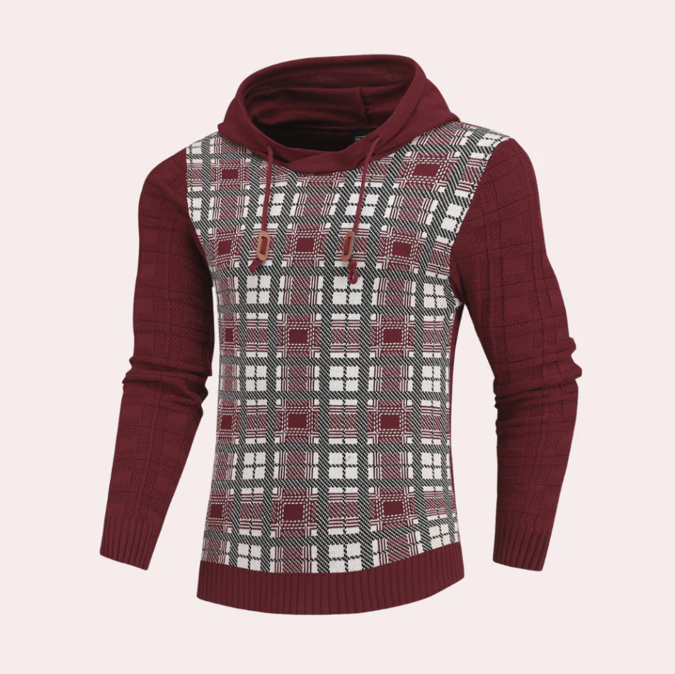 Herren Pullover Karo Kapuzenpullover Sportlich - IdealeKleiden