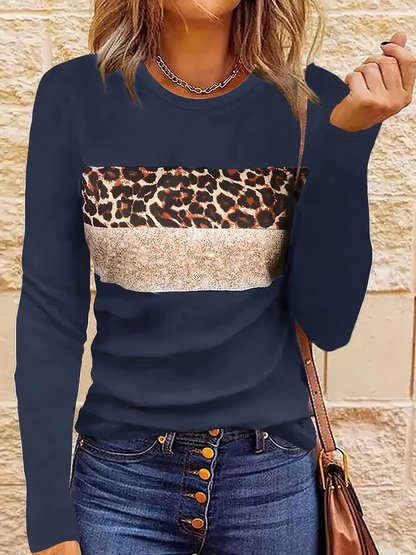 Leopard Langarmshirt Damen Schick Style