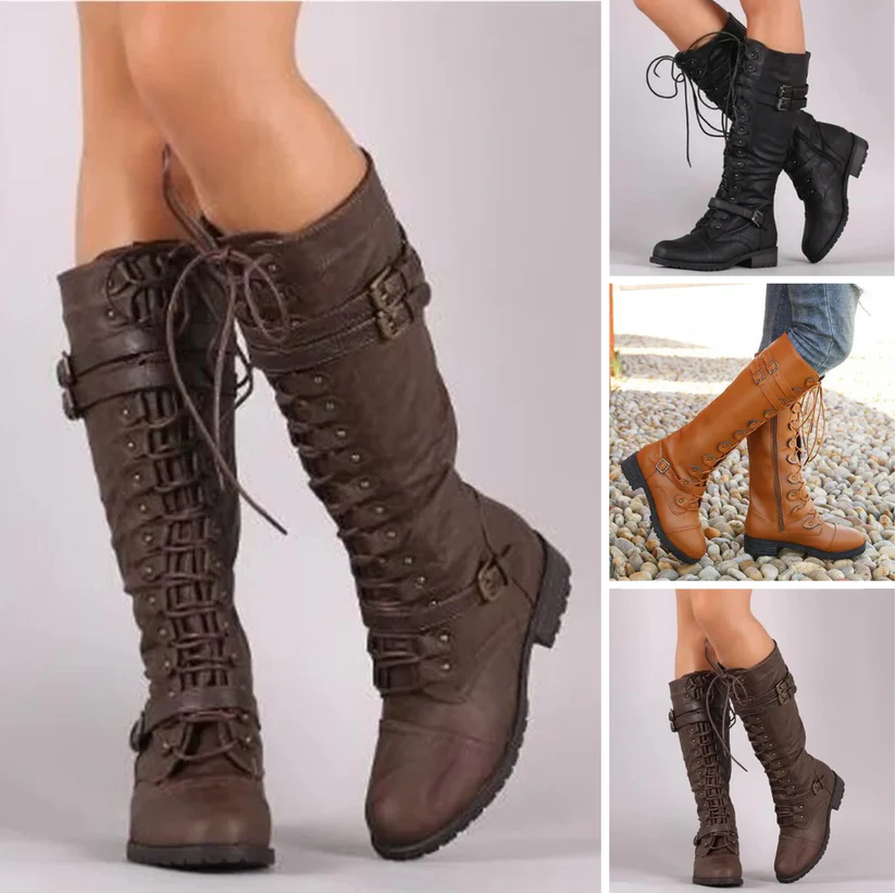 Retro Schnürstiefel Damen Elegant - IdealeKleiden