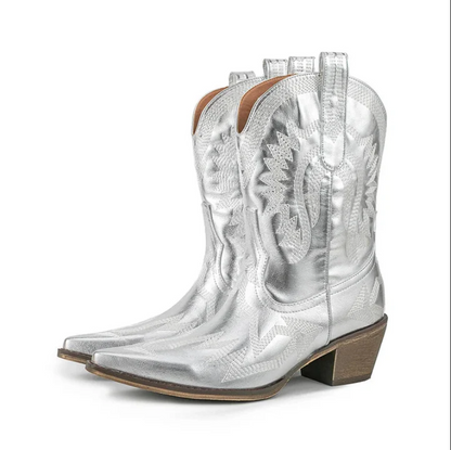 Elegante Cowboystiefel Leder Damen Westernstil