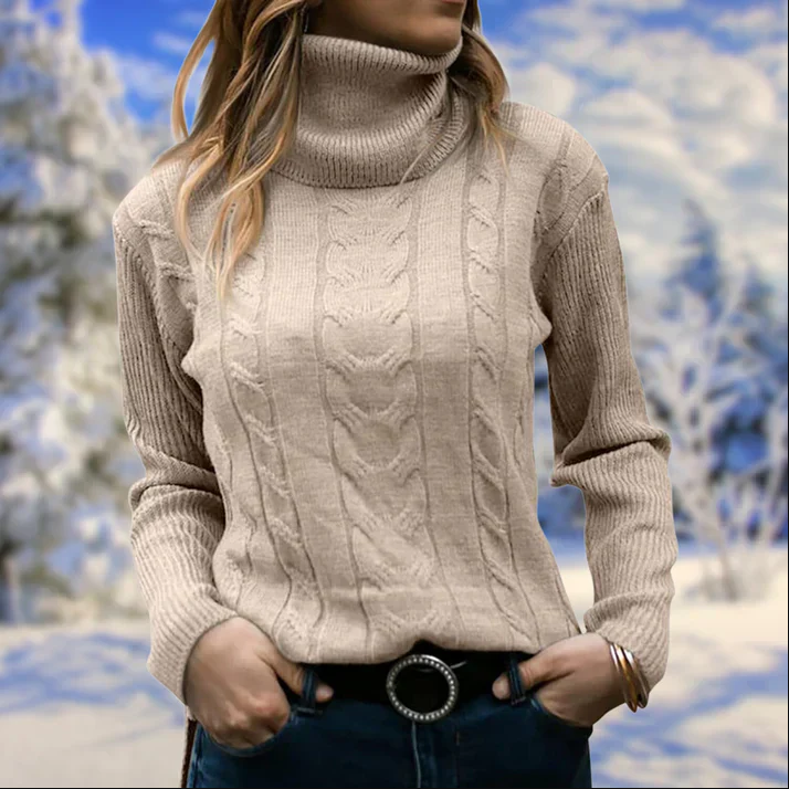 Stylisher Damenpullover Langkragen Winter