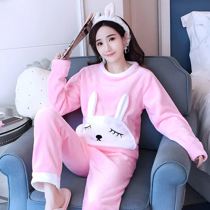 Weiches Fleece Pyjama Set Damen