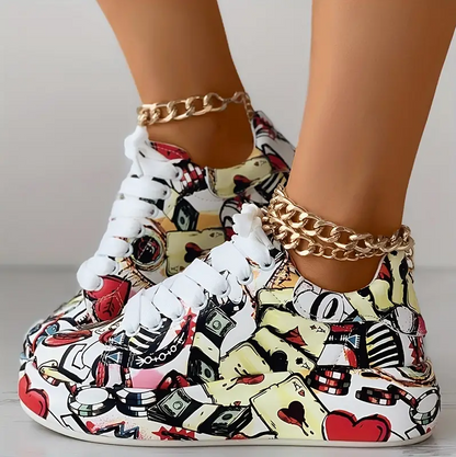 Stylische Damen Sneaker Graffiti Design