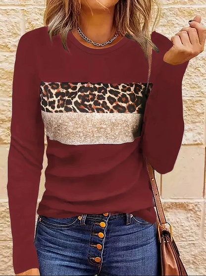 Leopard Langarmshirt Damen Schick Style