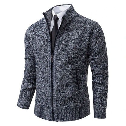 Herren Strickjacke Reißverschluss Modern Stehkragen