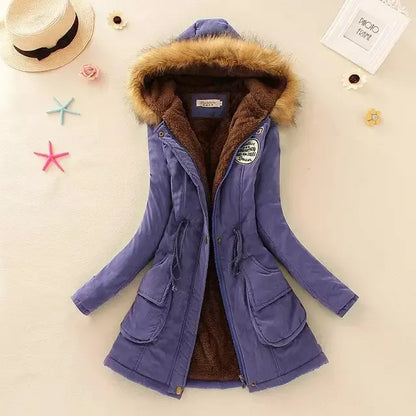 Warme Winterjacke Damen Kapuze Verstellbar