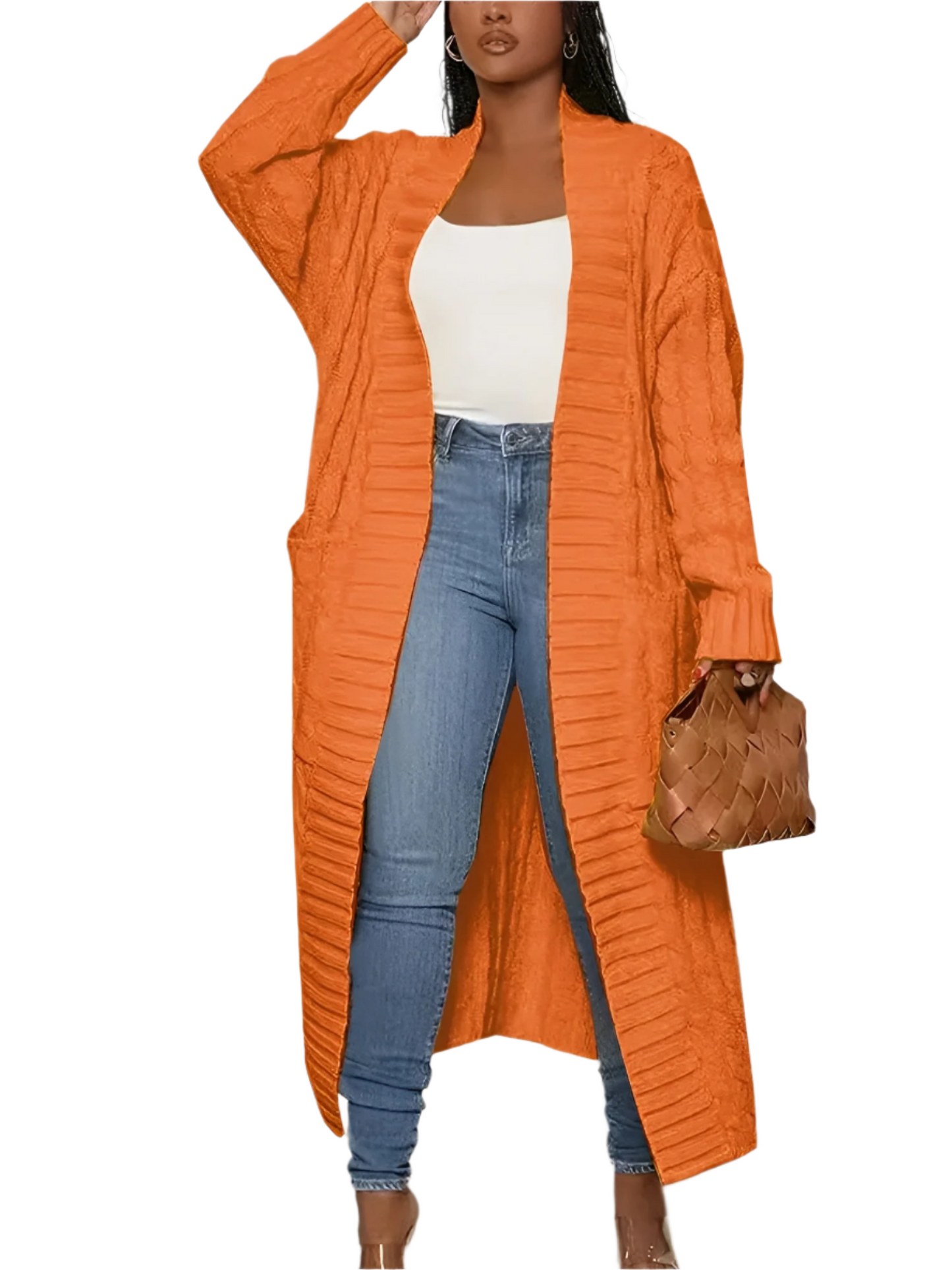 Elegante Damenjacke Lang Gestickt