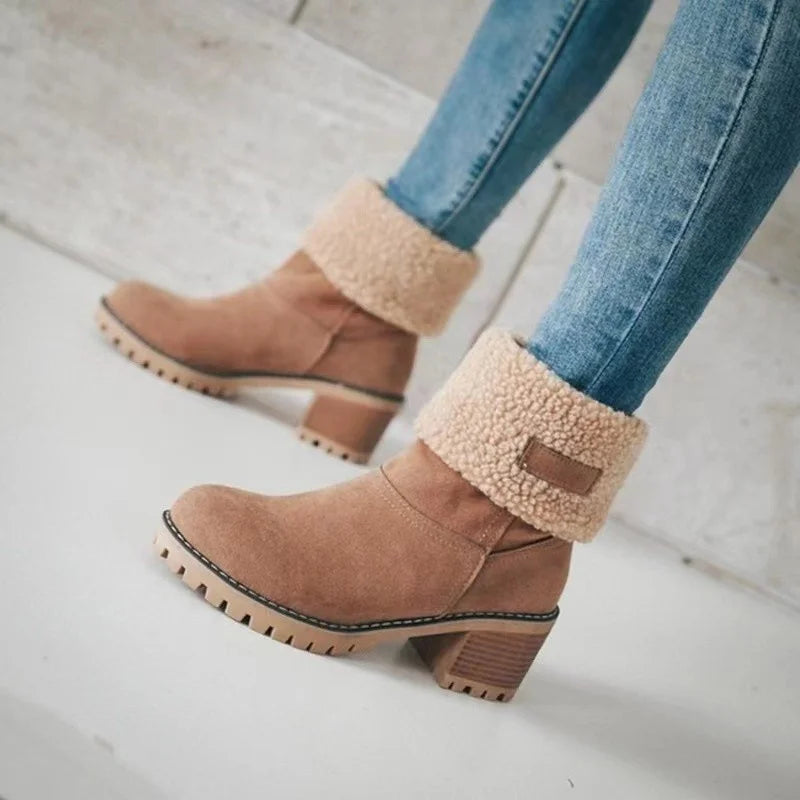 Herbst Stiefel Mit Blockabsatz Rundes Zehenende