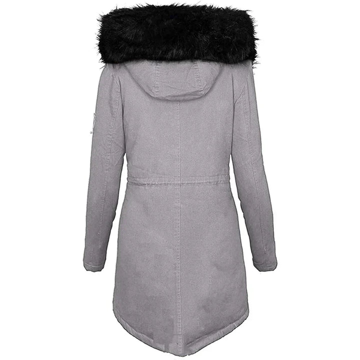 Weiche Winterjacke Kapuze Fellkragen Damen - IdealeKleiden