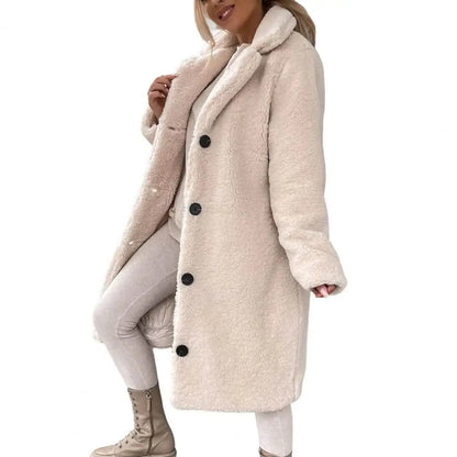Teddyjacke Damen Weich Knopfverschluss Winter