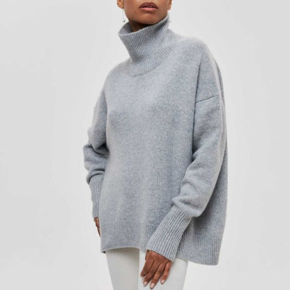 Warmes Damenkleid | Langarm-Sweater Rollkragen