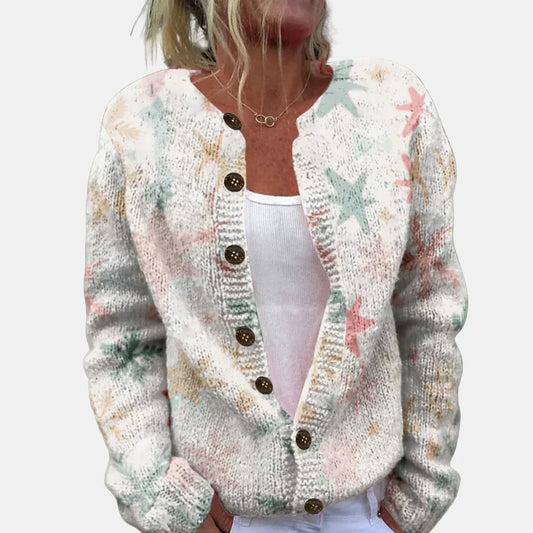 Frauen Cardigan Pastellfarben Sternmuster - IdealeKleiden