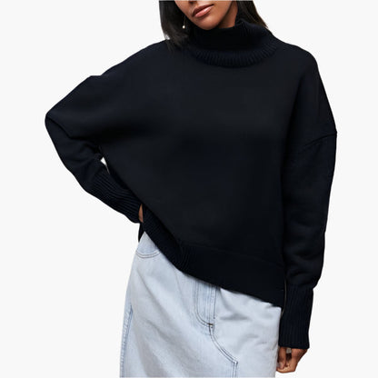 Elegante Pullover Damen | Rollkragen Pullover mit Weiten Ärmeln