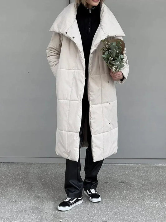 Winterparka Damen Steppjacke Lang mit Gürtel - IdealeKleiden