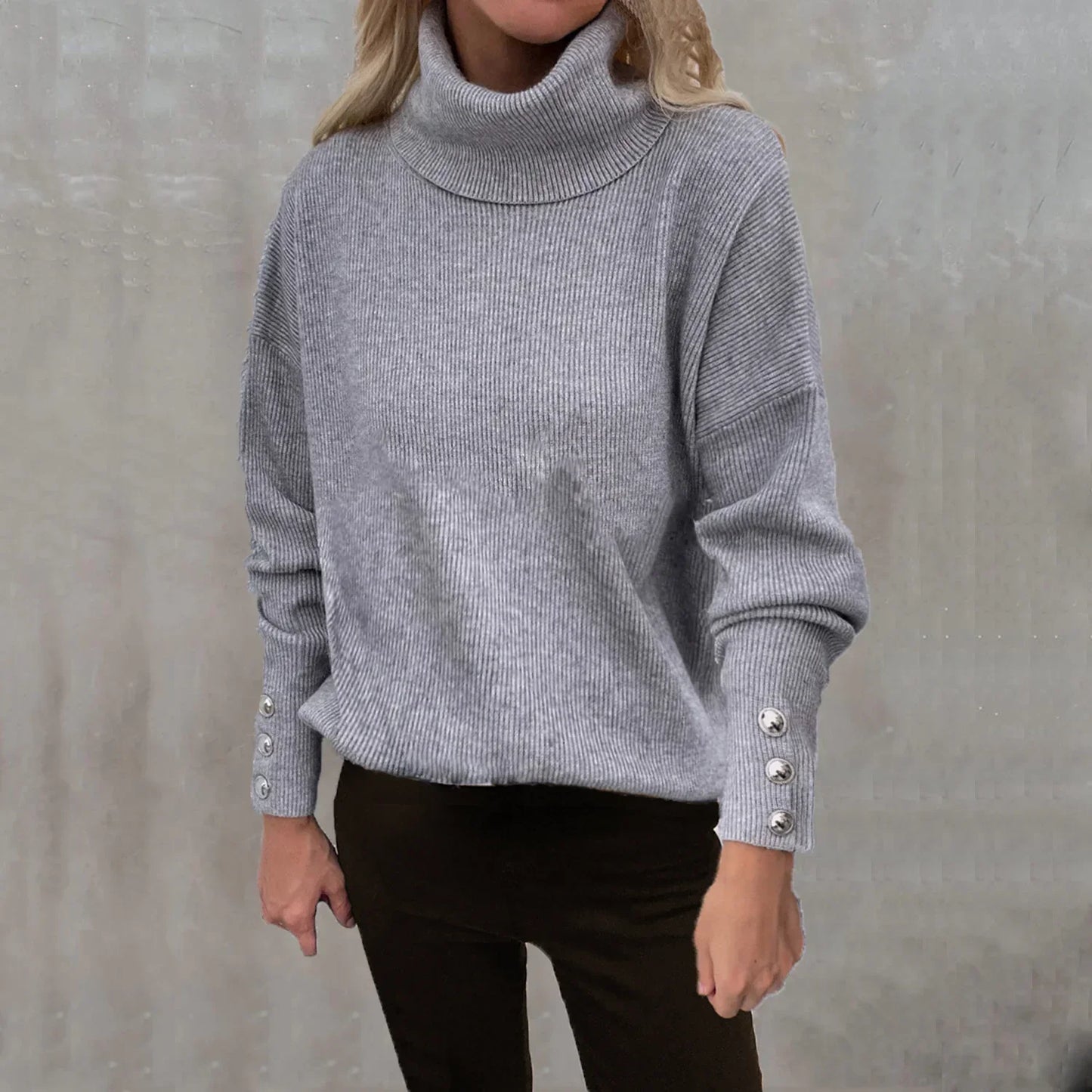 Bequemer Strickpullover Hochgeschlossen