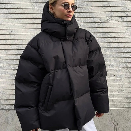 Übergroße Pufferjacke Warm Kapuzen Wintermantel - IdealeKleiden