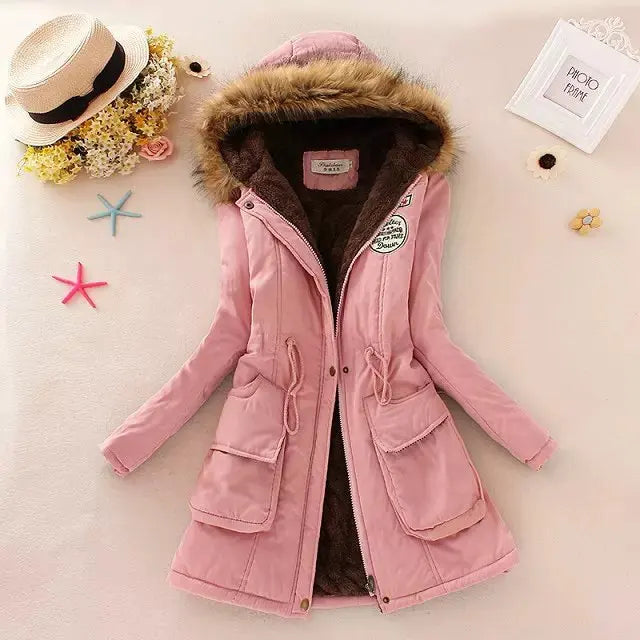 Warme Winterjacke Damen Kapuze Gefüttert