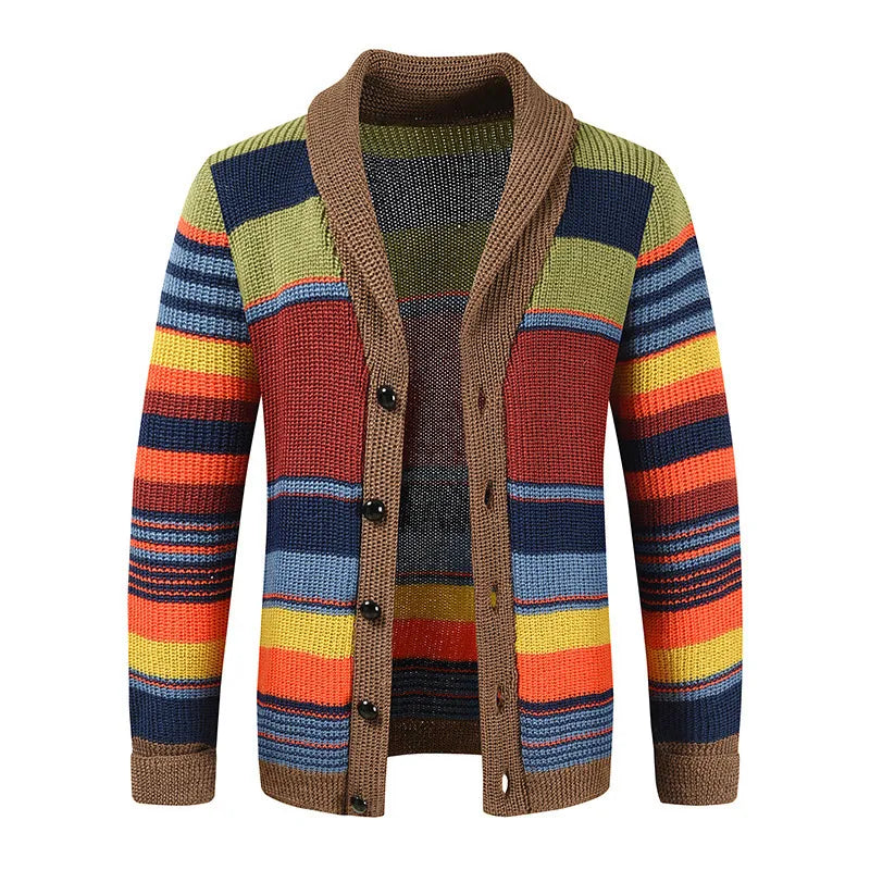Modische Strickjacke Herren Geometrisch Farbenfroh