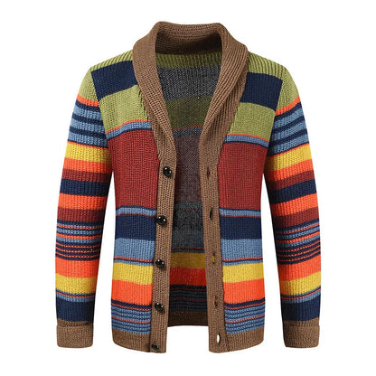 Modische Strickjacke Herren Geometrisch Farbenfroh