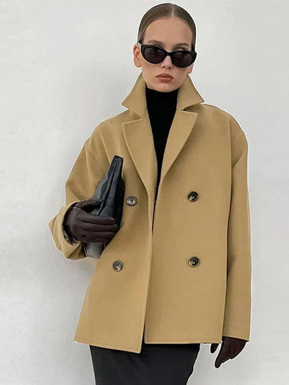 Eleganter Damen Wintermantel Kamelfell