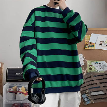 Herren Oversize Pullover Streifen Design - IdealeKleiden