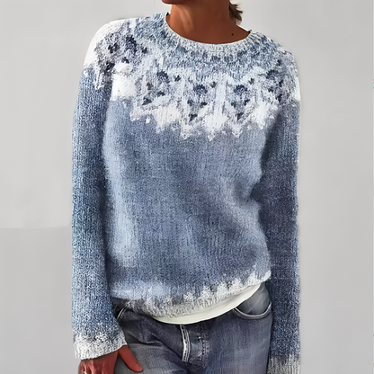 Klassischer Damenpullover mit Muster → Eleganter Damenpullover mit Blumenmuster