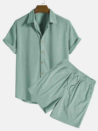 Herren Sommer Set Kurzarm Hemd Shorts