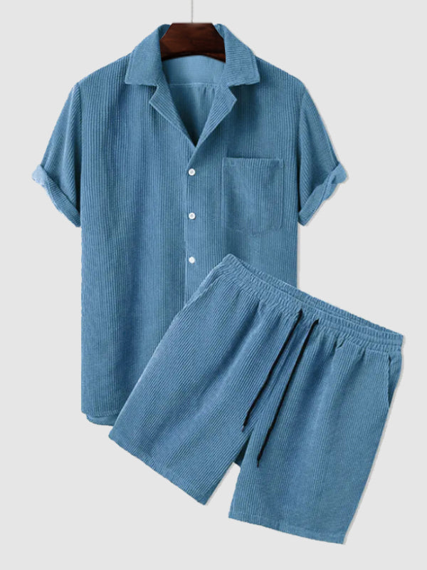 Herren Sommer Set Kurzarm Cord Zweiteiler