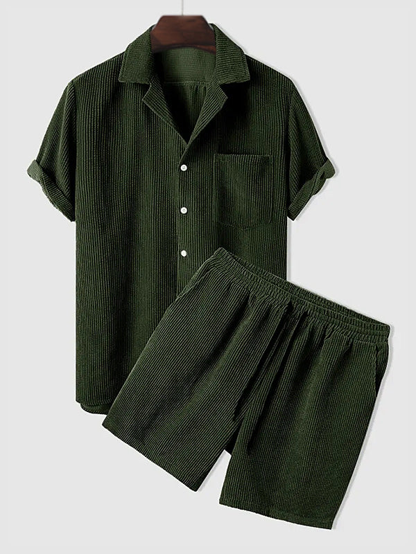 Herren Sommer Set Kurzarm Cord Zweiteiler