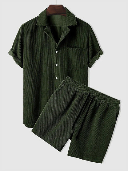 Herren Sommer Set Kurzarm Cord Zweiteiler