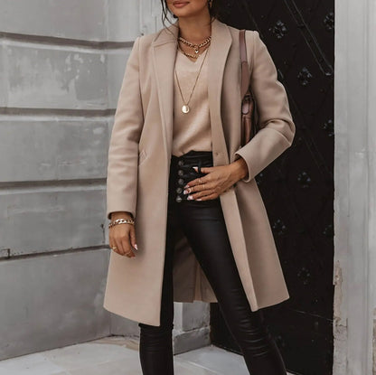 Damen Mantel Wollmischung Klassisch Elegant