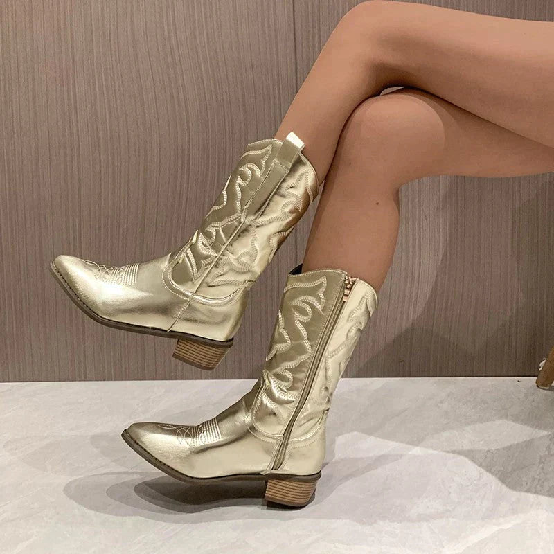 Modische Stiefel Metallic Glanz