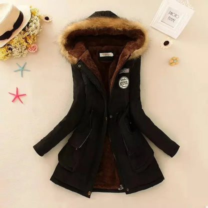 Warme Winterjacke Damen Kapuze Verstellbar
