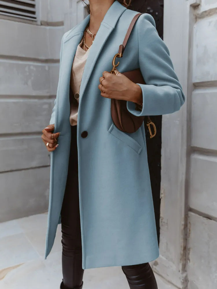 Damen Mantel Wollmischung Klassisch Elegant