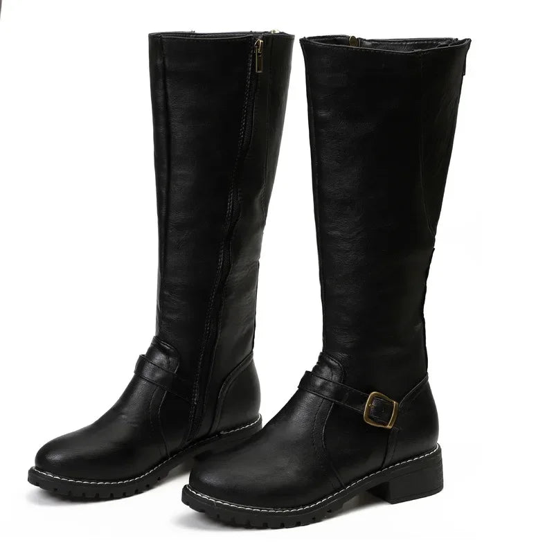 Hohe Bikerstiefel Schnürsenkel Blockabsatz