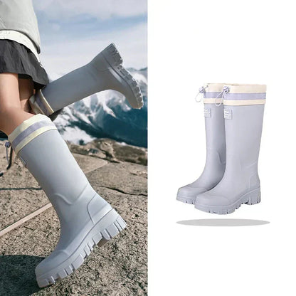 Damen Gummistiefel Wasserdicht Retro Stil Rutschfest