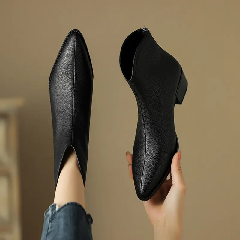 Damen Stiefeletten Spitze Zehe Seitenverschluss