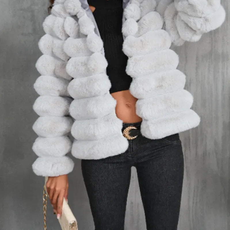 Luxus Kleid | Imitation Pelz Mantel
