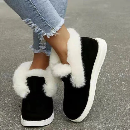 Weiche Velours-Stiefeletten Damen Plüsch Fellfutter