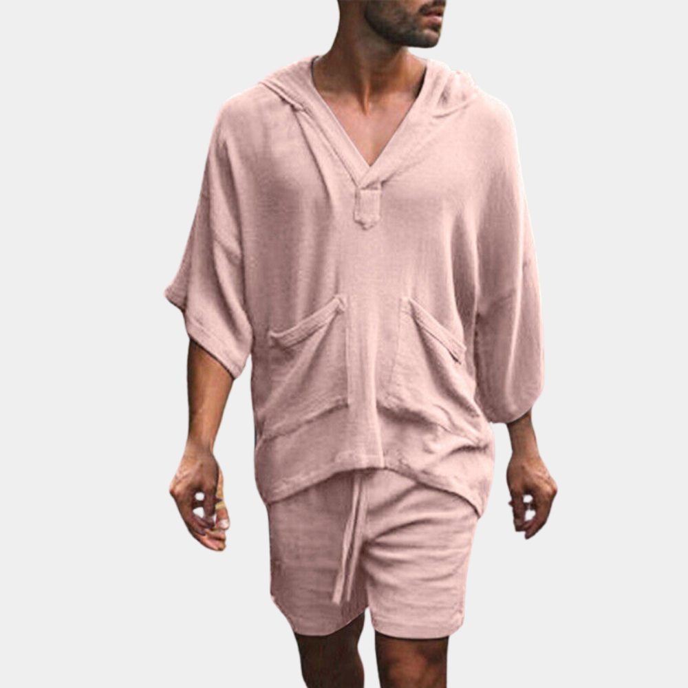 Lockere Herren-Shorts-Hoodie-Set Boho Style