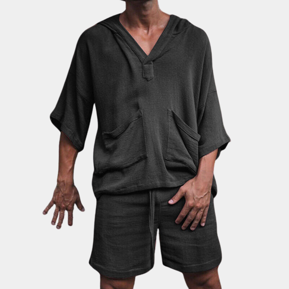 Lockere Herren-Shorts-Hoodie-Set Boho Style - IdealeKleiden