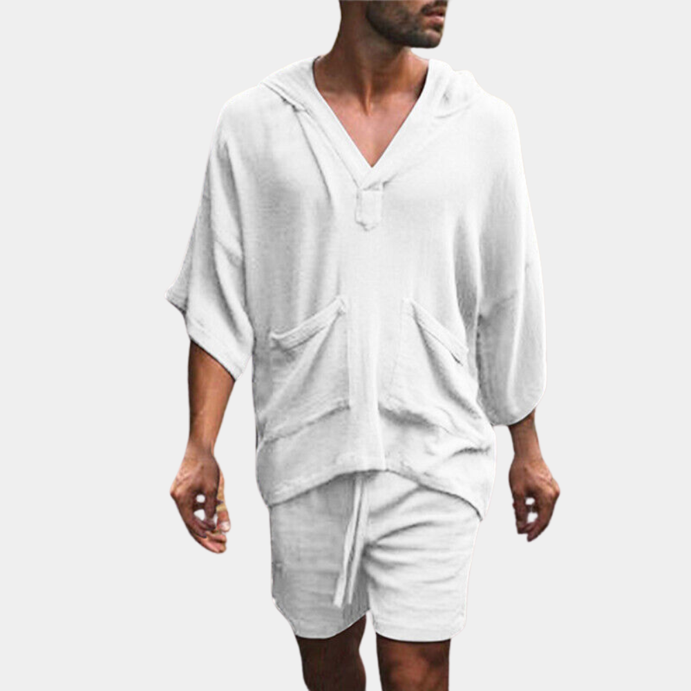 Lockere Herren-Shorts-Hoodie-Set Boho Style
