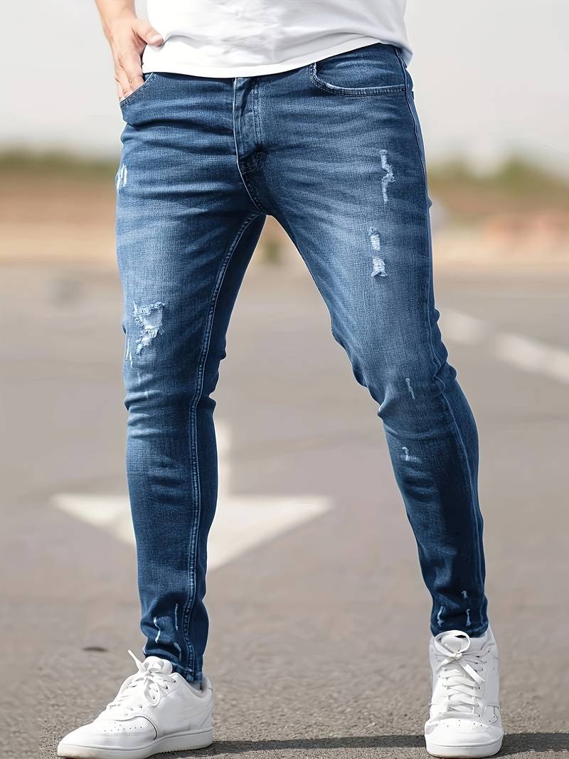 Herren Skinny Jeans Ripped Stretch