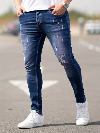 Herren Skinny Jeans Ripped Stretch