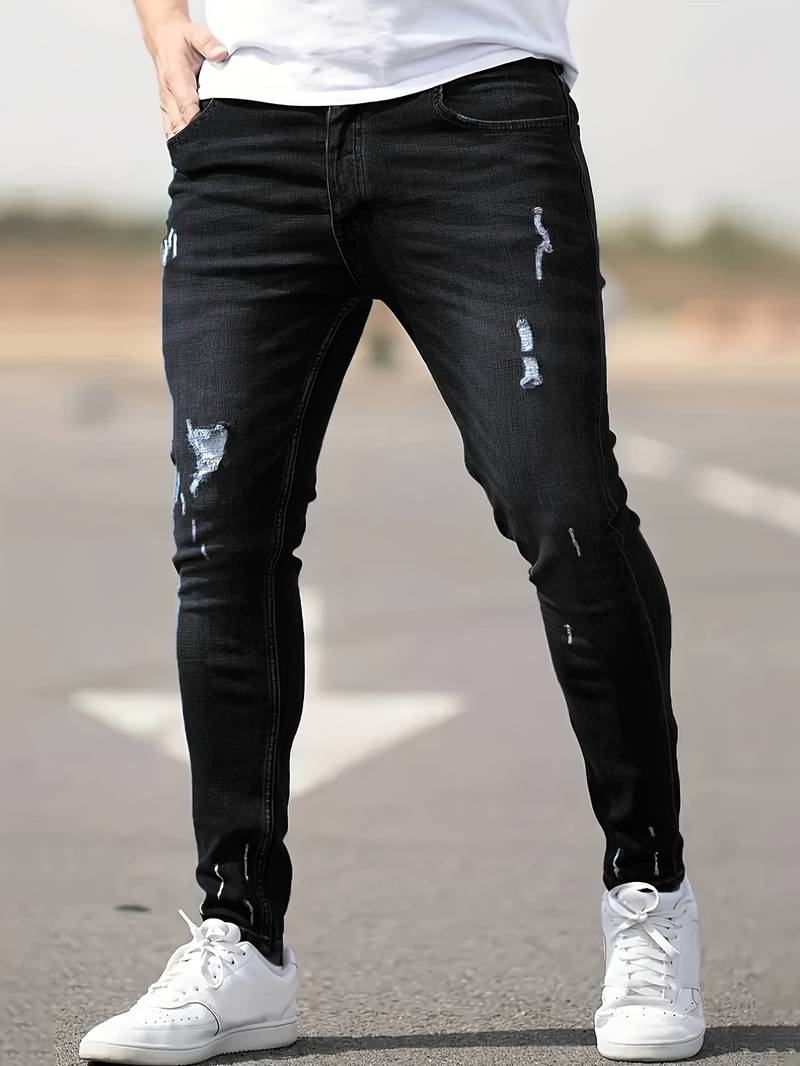Herren Skinny Jeans Ripped Stretch
