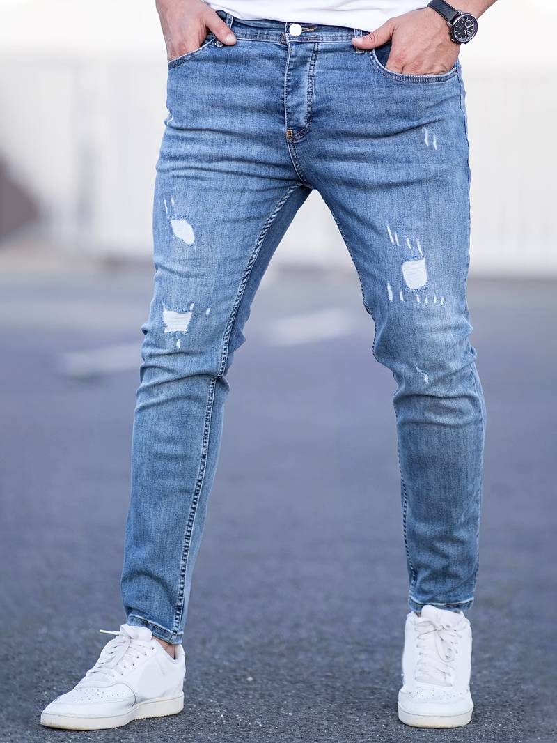 Herren Skinny Jeans Ripped Stretch