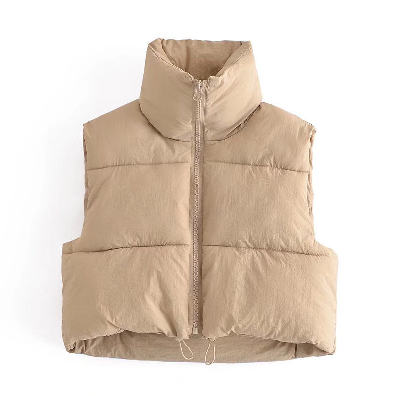 Kurzgeschnittene Puffjacke Modern Hochkragen Design