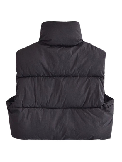 Kurzgeschnittene Puffjacke Modern Hochkragen Design - IdealeKleiden