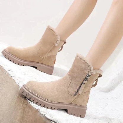 Wollgefütterte Damenstiefel Warm Reißverschluss