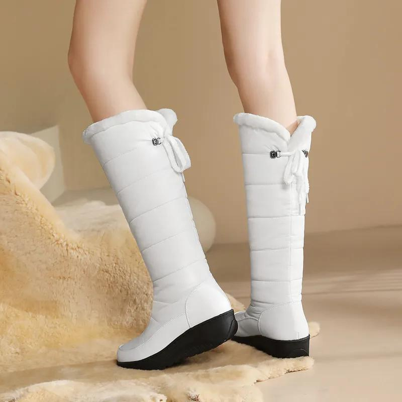 Warme Winterstiefel Plüsch Daunen Schnürschuhe - IdealeKleiden
